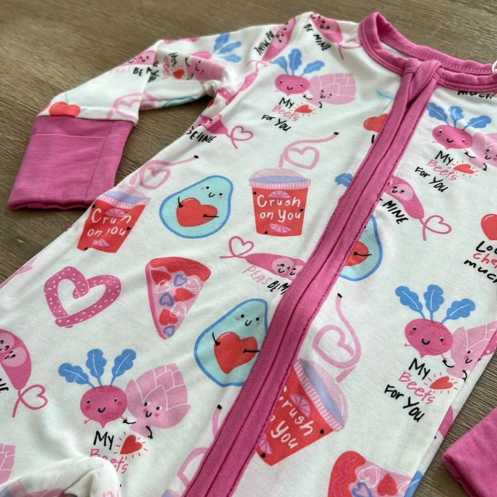 Angel Dear Baby Girl Bamboo Coverall Romper 0-3 3-6 6-12 months